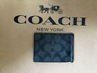 Coach Slim Money Clip Billfold Wallet In Signature Canvas CH086 NWT Charcoal