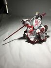 2006 Papo Medieval Knight Warrior King Toy Joust Figure Gray Red White w/ Horse