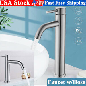 New ListingBathroom Tall Waterfall Vanity Sink Faucet Single Handle Spout Water Taps BL/SL#
