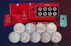 2022 Official authenti Qatar World Cup commemorative coin set 8 coins  UNC
