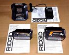 2 NEW GENUINE RIDGID 18V BATTERIES 4AH R840040 & 2AH R840020 WITH CHARGER R86093