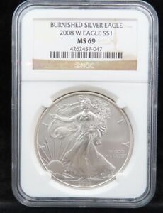 New Listing2008 W NGC MS 69 F Burnished 1 oz 999 American Silver Eagle