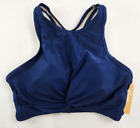 Kona Sol Womens Blue High Neck Longline Swim Top Size S 4-6 Twist Front Racerbac