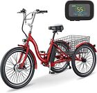 MOONCOOL Electric Tricycle 7 Speeds 3 Wheels Adult E-Bike Tricycle with Charge