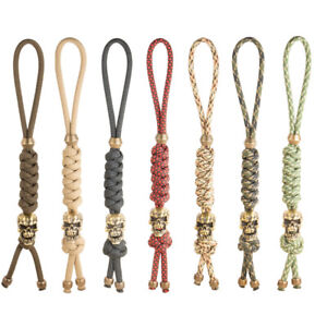 550 Paracord Lanyard with Brass Skull knife Bead