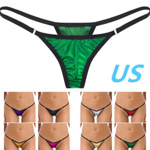 US Women Shiny Mini Thongs Sexy Micro G-String String Panties Lingerie Underwear