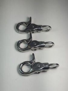 Lot Of 3 Stainless Steel Lobster Clasps Eye Snap Hook Snap Lead Rope Snap
