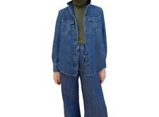 G. Label By Goop Women's Small Medium Blue Wash Rex Denim Shirt Flap Pockets Top