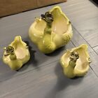 Vintage Green Hull Pottery Swimming Swan Duck/Duckling Planter 3 Piece Set - EUC