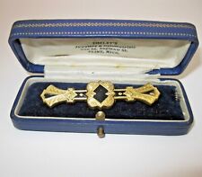 Vtg FM Co 10K Gold Filled Brooch Pin Jewelry Victorian Style Bar & Cooleys Case