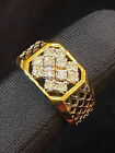 Cluster Engagement Ring For Men's 14K Yellow Gold Over 2.4 Ct Simulated Diamond