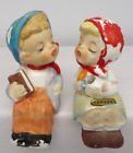 Vintage Hand-Painted Boy & Girl Kissing Salt And Pepper Shakers