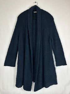Soft Surroundings Cardigan Sweater Women's Large Navy Wool Knit Shawl Pockets