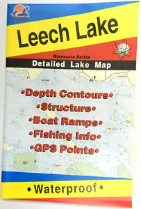 Leech Lake Detailed Fishing Map, Minnesota Series, GPS Points, Waterproof #L139