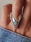 Moonstone Chevron Ring925 Sterling Silver Band &Statement Handmade Ring All size
