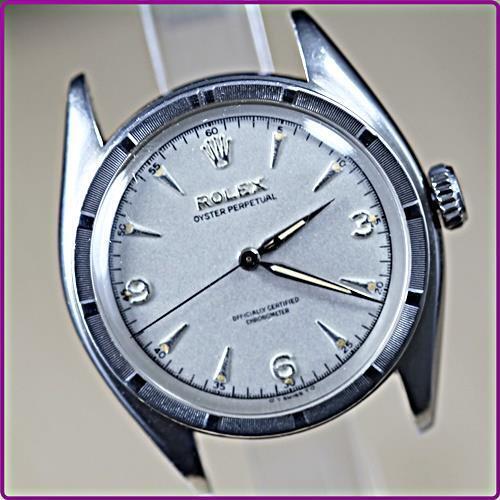 1950's ROLEX STAINLESS  BIG BUBBLE BACK 34mm Oyster Perpetual Chronometer 6103