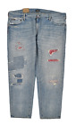 Polo Ralph Lauren Big & Tall Varick Slim Straight Bandana Patchwork Jeans New