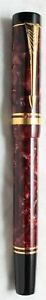 Parker Duofold  Rollerball Pen Maroon Marble & Gold Trim New In Box Made In Uk