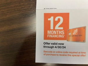 Home Depot Coupon - Up To 12 Months Financing Options - Store & Online Exp 4/30
