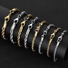 3/4/5/6mm Woman Man Gold Plated Stainless Steel Rope Chain Bracelet Bangle 7-9''