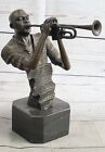 Soulful Melodies: Handcrafted Black American Trumpet Player Bronze Statue Decor