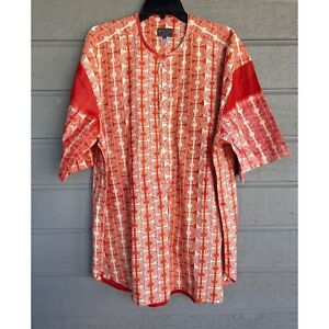Mawuli Clothing Ghana Mens Dashiki Orange Size XL