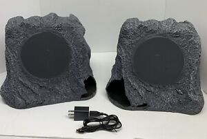 Victrola ITSBO-513PS5 Outdoor Rock Speaker Pair Wireless Solar Bluetooth READ