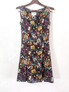 BCBG Paris Vintage 90s Floral Sleeveless Knee Length Button Up Dress Size M
