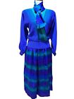Umi Collections Anne Crimmins Vtg 80s Silk/Knit 3 Pc Outfit Purple/Green Ombré