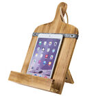 MyGift Burnt Wood Cutting Board Shaped Cookbook Holder Stand with Metal Accent