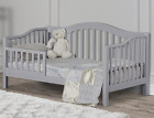 Gray Toddler Day Bed Solid Wood Frame Childrens Daybed with Safety Guard Rails