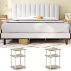 White Bedroom Set Furniture Full Size Headboard 2 Nightstands Platform Bed New
