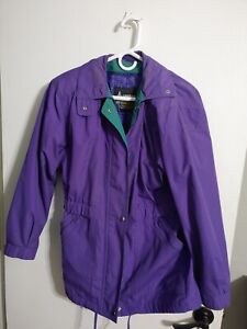 Women's Small LONDON FOG Trench Coat/Jacket Zip Out Lining -Purple & Green