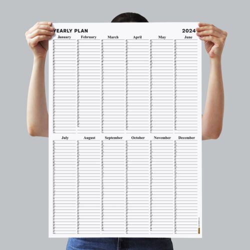 2024 Yearly Wall Calendar, 2024 Wall Planner, Monthly Planner, Family Calendar