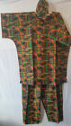 African Kente Print 3Pcs Men Long Dashiki Pant Set Green Orange Black Free Size