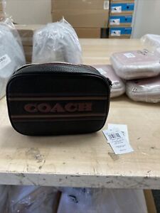 COACH CH308 Mini Jamie Camera Bag With Coach Stripe in Leather Black/Saddle NWT