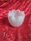 New ListingVintage Ribbed Milk Glass Vase Planter with Curved Ruffled Top