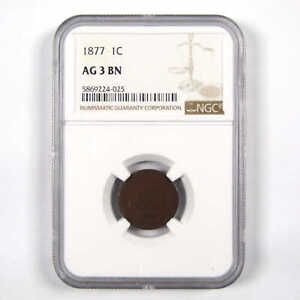 1877 Indian Head Cent AG 3 BN NGC Penny 1c Coin SKU:I9194