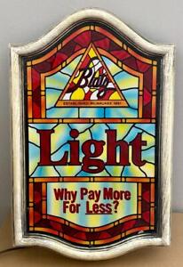 Vintage Blatz Light Beer Plastic Stained Glass Look Light Up Beer Sign