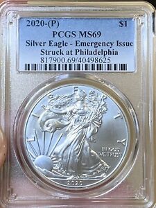2020 ( P ) American Silver Eagle Emergency Struck In Philly PCGS MS69**8625AT