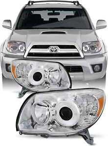 Chrome Headlights Headlamps Left & Right Pair Set NEW for 06-09 Toyota 4Runner (For: 2006 Toyota 4Runner SR5 4.0L)