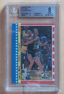 New Listing1987-88 Fleer Basketball Larry Bird Sticker #4 BGS 8 Boston Celtics 87