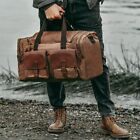 Retro Canvas Travel Duffle Bag Men Travel Bags Hand Luggage Bag Leather Shoulder