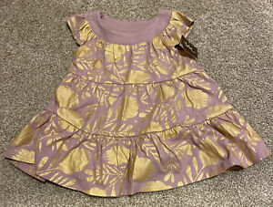 NWT Tea Collection Girls 6-9 Month Purple/gold Dress