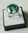 Natural 8.00 Ct. Green Blue Heated & Pressure Treated Diamond Ring in Silver