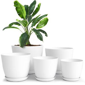 - Plant Pots with Drainage - 7/6.6/6/5.3/4.8 Inches Home Decor Flower Pots fo...