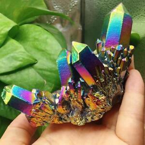 Titanium Cluster Mineral Healing Stone Natural Crystal Specimen Rainbow