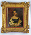 Antique Continental European Portrait Oil Painting of a Lady in Gold Frame