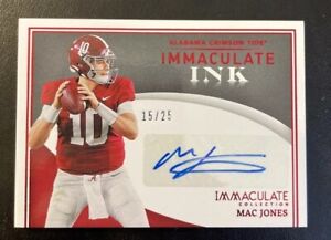 2022 Immaculate Collegiate Mac Jones Immaculate Ink Red Parallel Auto #/25 Bama