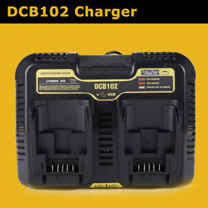 New For Dewalt DCB102 Dual 2 Twin Port Fast Battery Charger - Lion 12v-20v